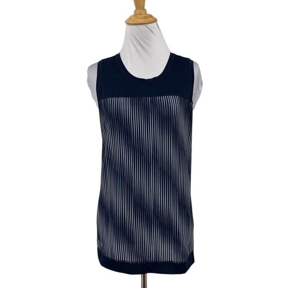 Athleta Tank Top Womens XS Extra Small Navy White Striped Mesh Panels Stretch - Picture 1 of 14